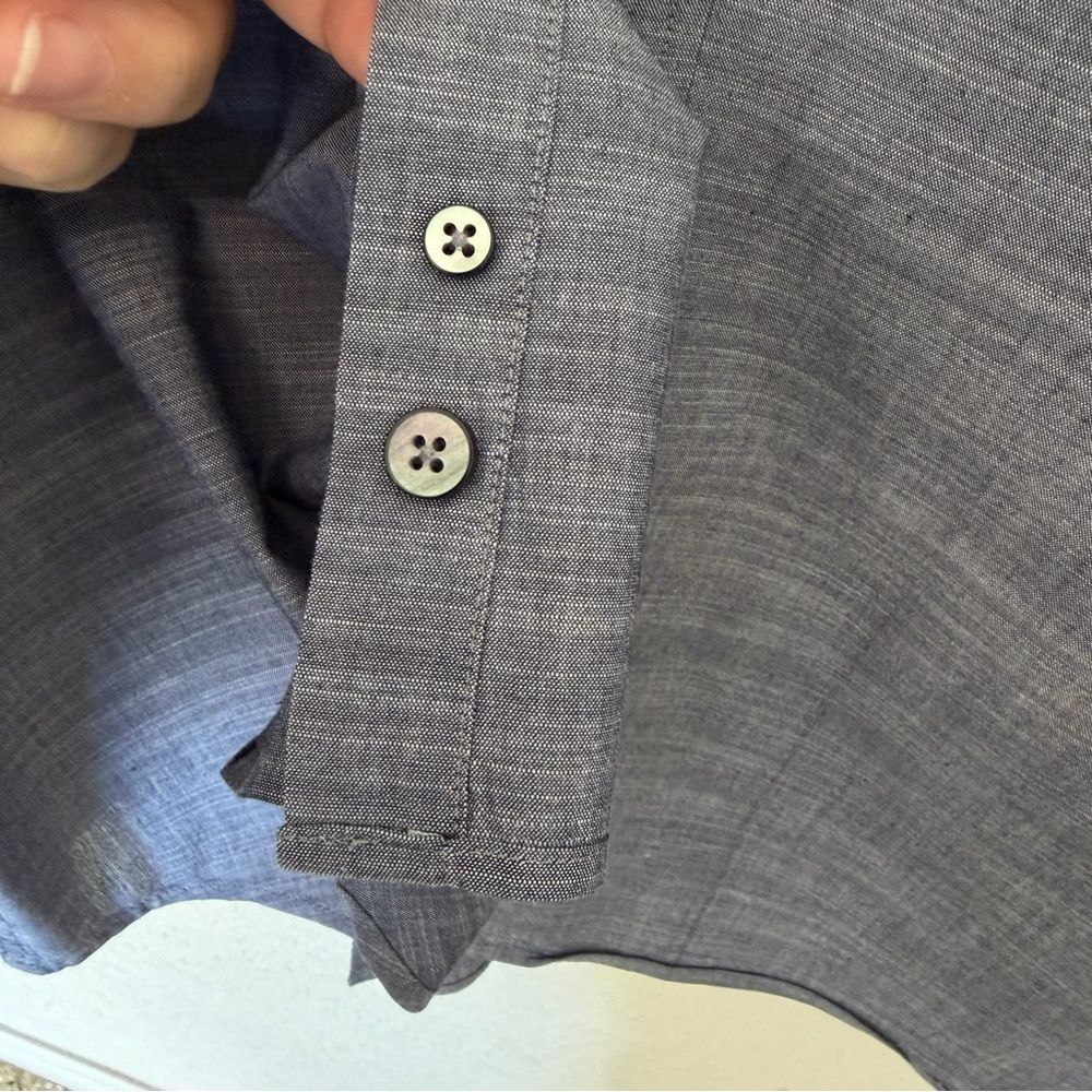 Express Fitted Button Down Shirt Men’s XL Gray Long Sleeve Cotton Casual Shirt - Picture 6 of 10